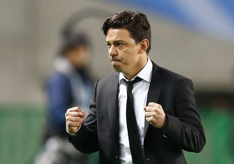 River head coach Gallardo celebrates the prospect of playing Barcelona in the final … should Guangzhou Evergrande not cause an upset.
