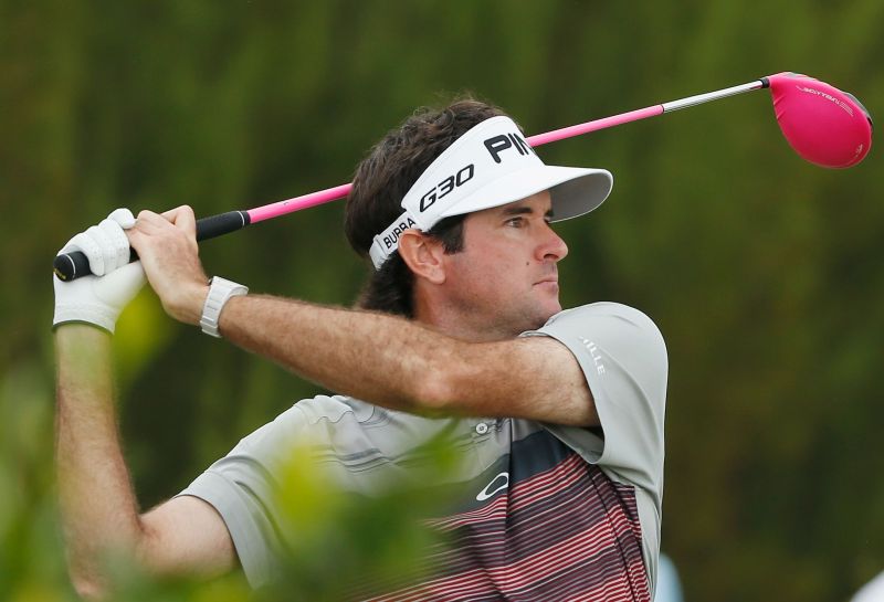 Bubba Watson of the United States tees off on the 11th hole, final round, Hero World Challenge, Albany, the Bahamas, December 6, 2015, Scott Halleran/Getty Images/AFP