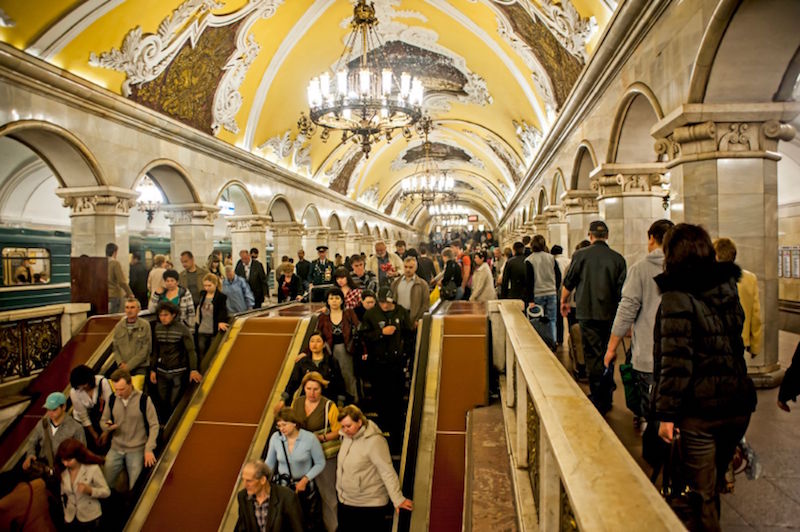 Moscow train stations are always packed with commuters like here at the Komsomolskaya station. Well, at least it's pretty. u00e2u20acu201d TODAY pic