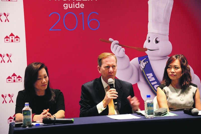 (From left) Melissa Ow, deputy chief executive, Singapore Tourism Board; Michael Ellis, international director of the Michelin Guides; and Michelle Ling, director, Robert Parker Wine Advocate. u00e2u20acu201d TODAY pic