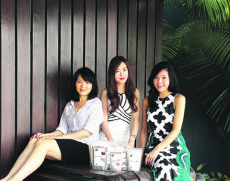 (From left) Irene Lim, Valerie Chai and Feline Gondokusumo from Singapore’s Superlife Co, a local e-business specialising in superfoods and personalised solutions. — TODAY pic