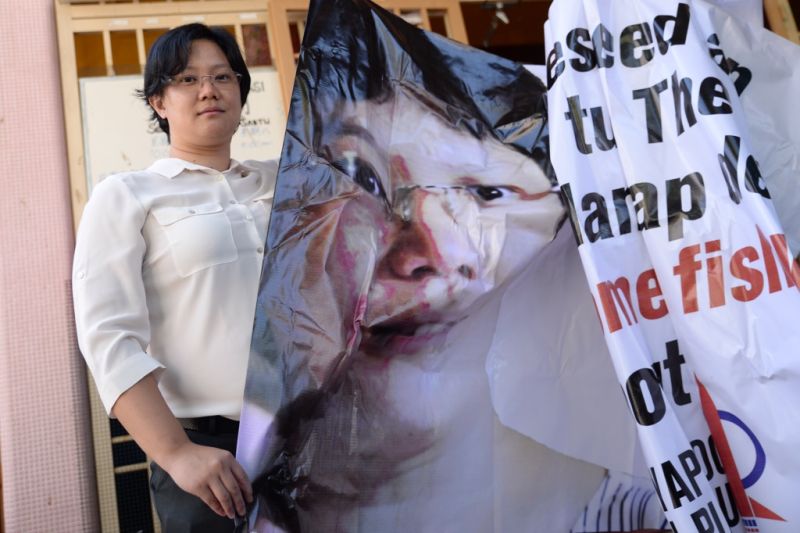 Pulau Tikus state assemblyman Yap Soo Huey says this illegal banner was not put up by her or her service centre and she will be lodging a police report soon. u00e2u20acu2022 Picture by K. E. Ooi.