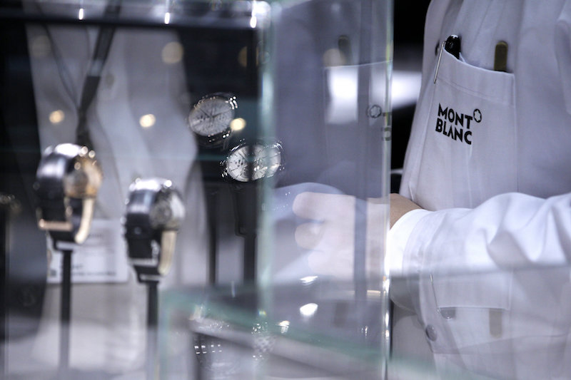 A staff member speaks with a client on the Montblanc stand during the opening day of the Salon International de la Haute Horlogerie (SIHH) watch fair in Geneva January 18, 2016. u00e2u20acu201d Reuters pic