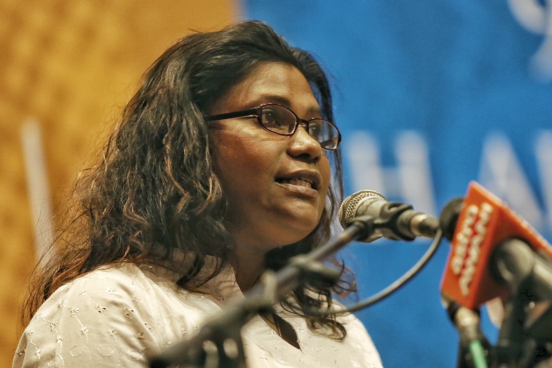 DAP Batu Kawan MP Kasthuri Patto speaks at the Pakatan Harapan Leadership Conference in Shah Alam, January 9, 2016. u00e2u20acu201d Picture by Saw Siow Feng
