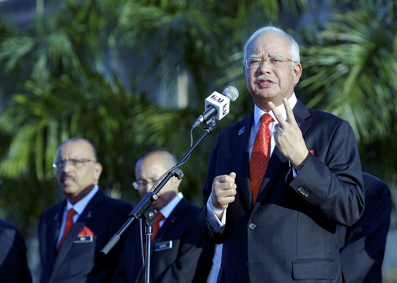 Prime Minister Datuk Seri Najib Razak gestures as he speaks at the monthly assembly of the Prime Ministeru00e2u20acu2122s Department in Putrajaya, January 11, 2016. u00e2u20acu201d Bernama pic
