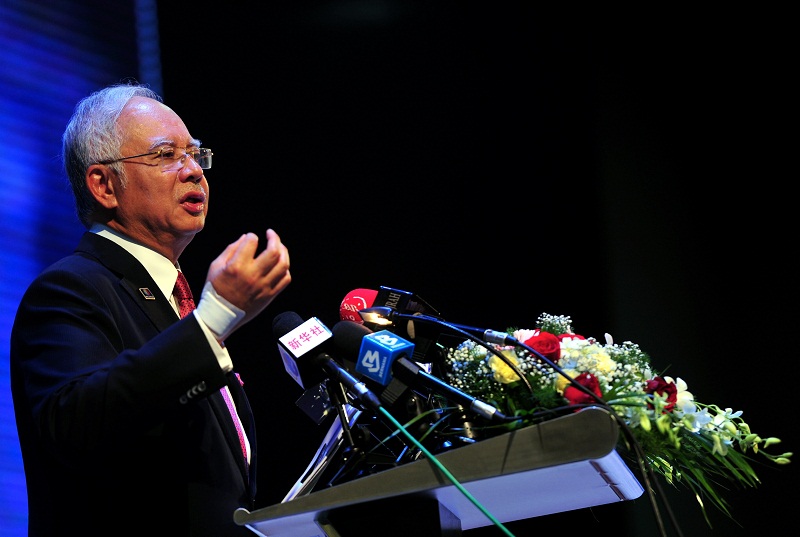 Prime Minister Datuk Seri Najib Razak gives a speech during the opening ceremony at Wisma Huazong in Kuala Lumpur January 16, 2016. u00e2u20acu201d Bernama pic