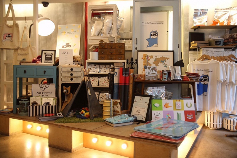 Merchandise for sale at The Tiramisu Hero café.