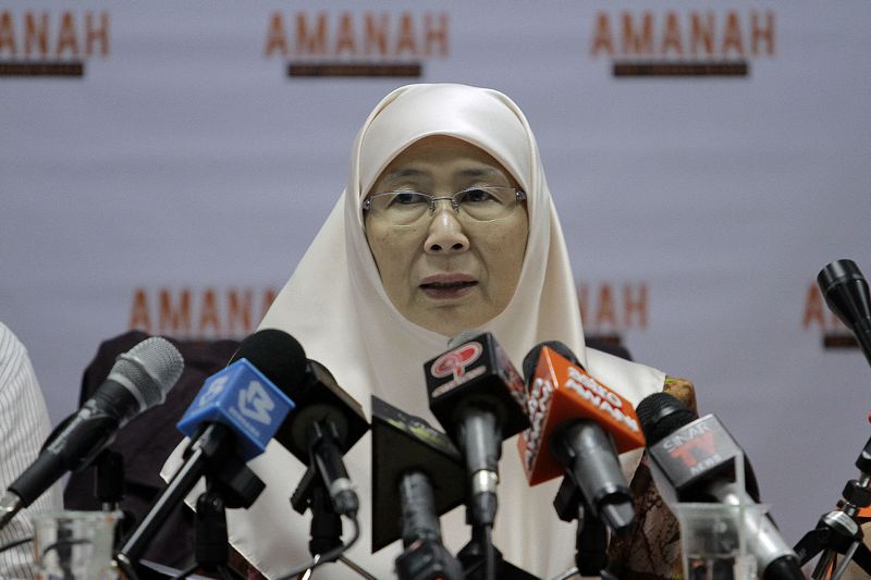 Datuk Seri Dr Wan Azizah Wan Ismail speaks  during a press conference at Wisma Amanah Negara in Kuala Lumpur, January 5, 2016. u00e2u20acu201d Picture by Yusof Mat Isa