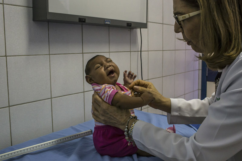 Dr Angela Rocha examines three-month old Annika Vitoria, who has microcephaly, at the Oswaldo Cruz Hospital in Recife, Brazil, January 29, 2016. u00e2u20acu201d Picture by Mauricio Lima/The New York Times