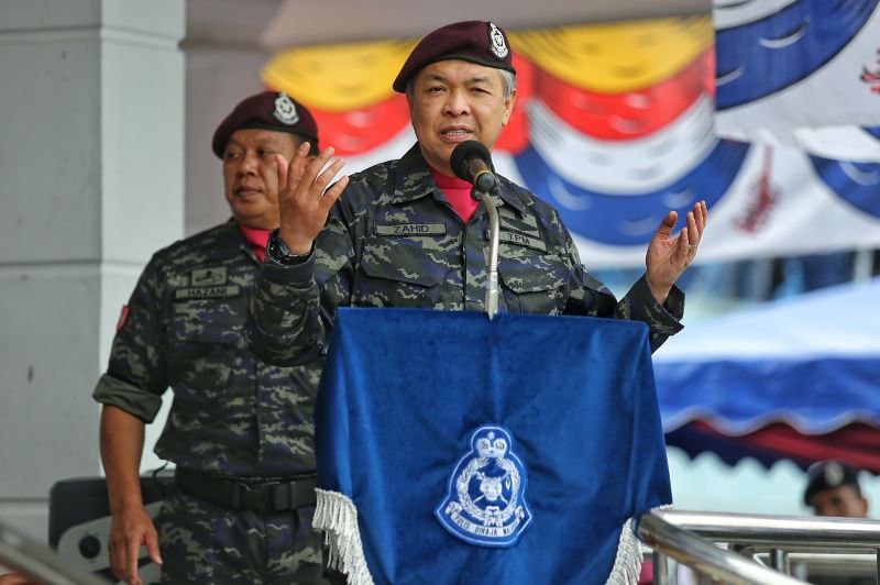 Datuk Seri Dr Ahmad Zahid Hamidi speaks at the 41st Special Actions Unit Anniversary Celebration at Federal Reserve (FRU) parade ground in Cheras, January 1, 2016. u00e2u20acu2022 Picture by Saw Siow Feng