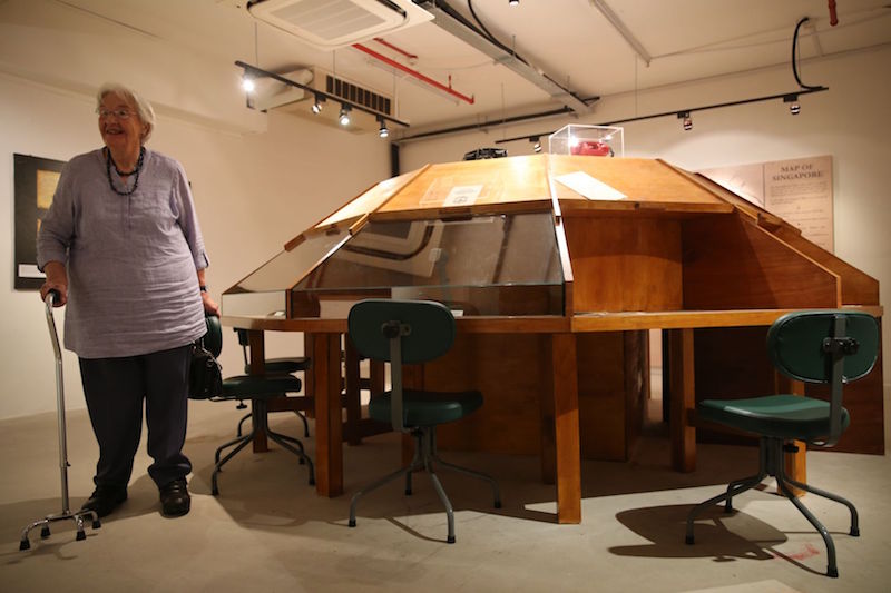 Jean Marshall, wife of David Marshall, viewing exhibits on display in what was previously a Radio Control Room during her tour of the Police Secret Bunker at Pearlu00e2u20acu2122s Hill Terrace. u00e2u20acu201d TODAY pic