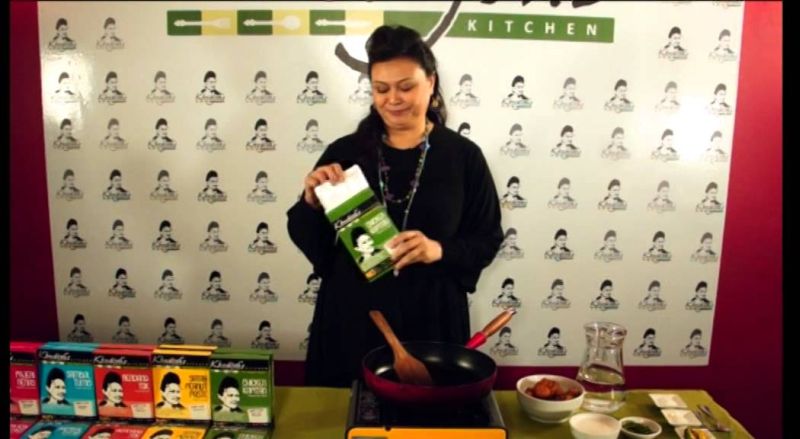 Khatijah Ibrahim showing her line of pastes, which she is also looking into to penetrate the halal market in the United States. u00e2u20acu201d Picture courtesy of www.youtube.com