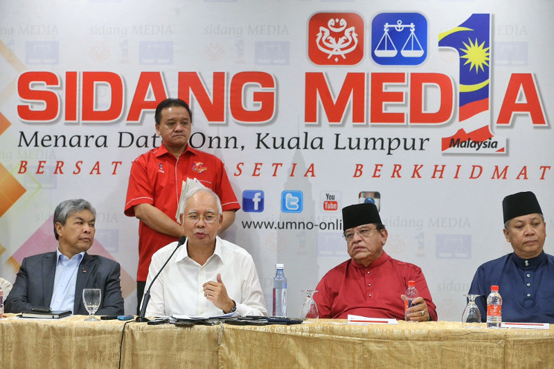 Prime Minister Datuk Seri Najib giving a press conference after the Umno Supreme Council meeting at PWTC, Kuala Lumpur, Jan 29, 2016. u00e2u20acu201d Picture by Saw Siow Feng