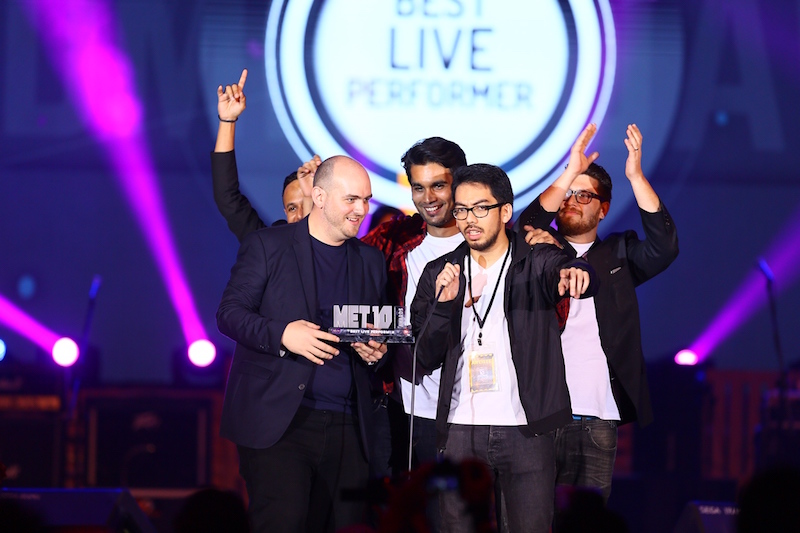 Kyoto Protocol giving their speech after bagging the Best Live Performer. u00e2u20acu201d TheHive.Asia pic