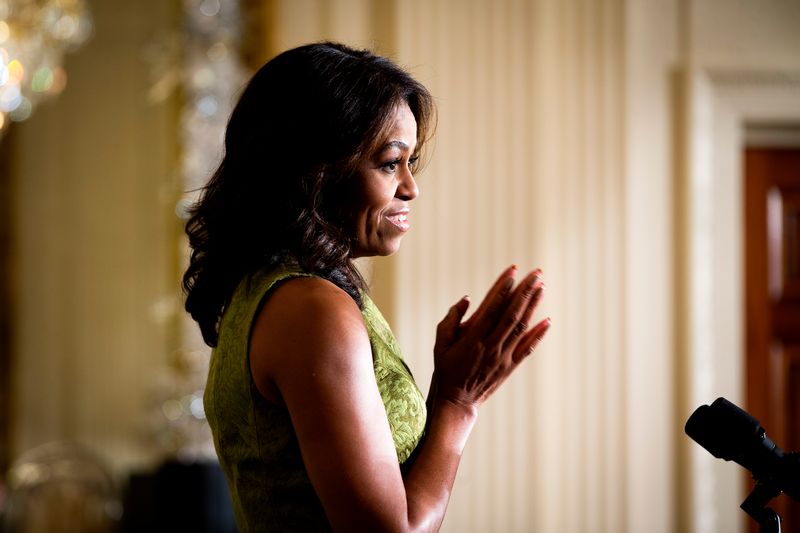 First lady Michelle Obama speaks in the East Room of the White House in Washington, December 2, 2015. She has made stealthy trips to at least three of SoulCycle's studios in downtown Washington. u00e2u20acu201d Doug Mills/New York Times pic