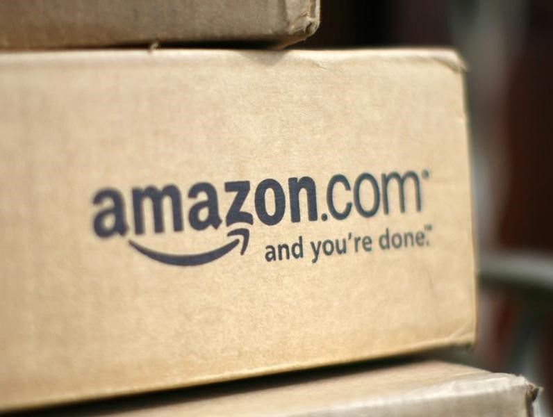 A box from Amazon.com on the porch of a house in Golden, Colorado, July 23, 2008. REUTERS/Rick Wilking 