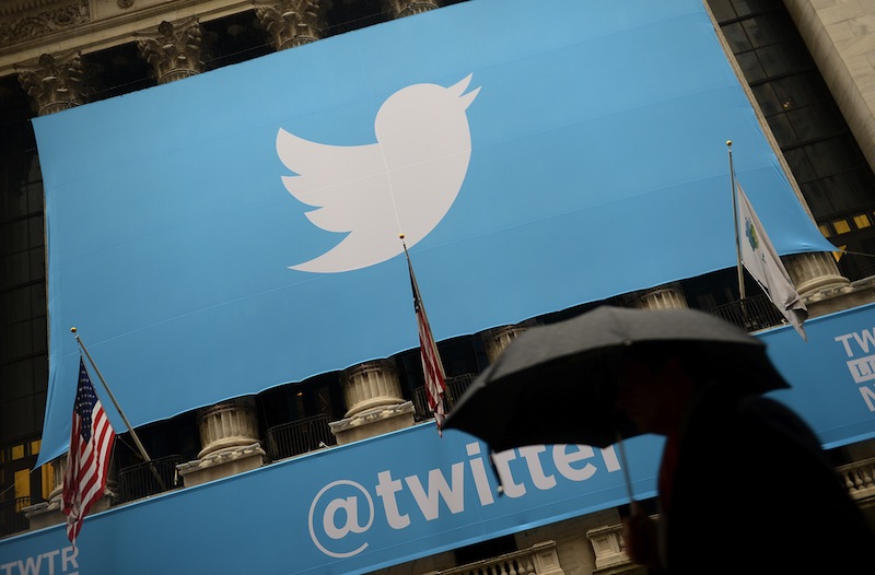 This November 7, 2013 file photo shows the logo of Twitter on the front of the New York Stock Exchange (NYSE) in New York. u00e2u20acu201d AFP pic