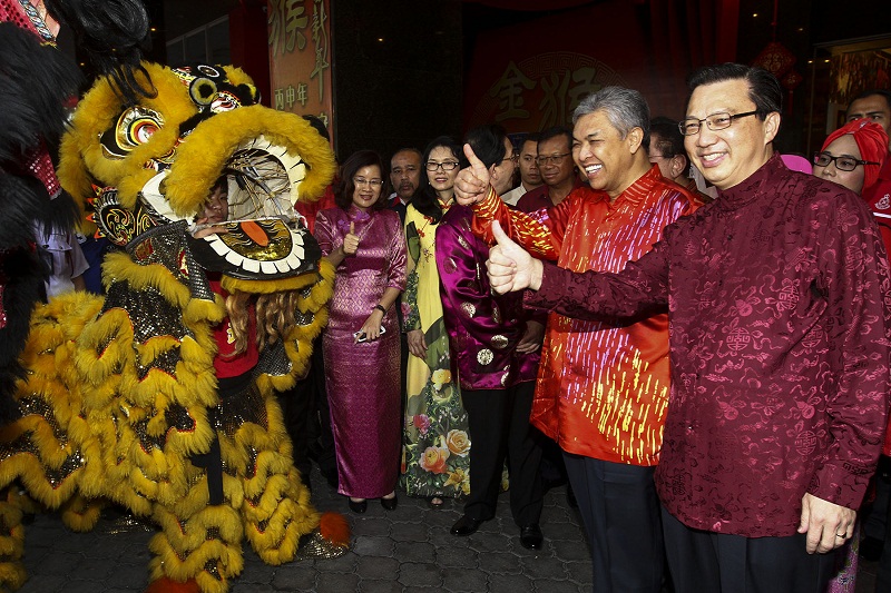 (From right) MCA President Datuk Seri Liow Tiong Lai and Deputy Prime Minister Datuk Seri Dr Ahmad Zahid Hamidi at the MCA Chinese New Year Open House at Wisma MCA in Kuala Lumpur on February 8, 2016. u00e2u20acu201d Picture by Yusof Mat Isa