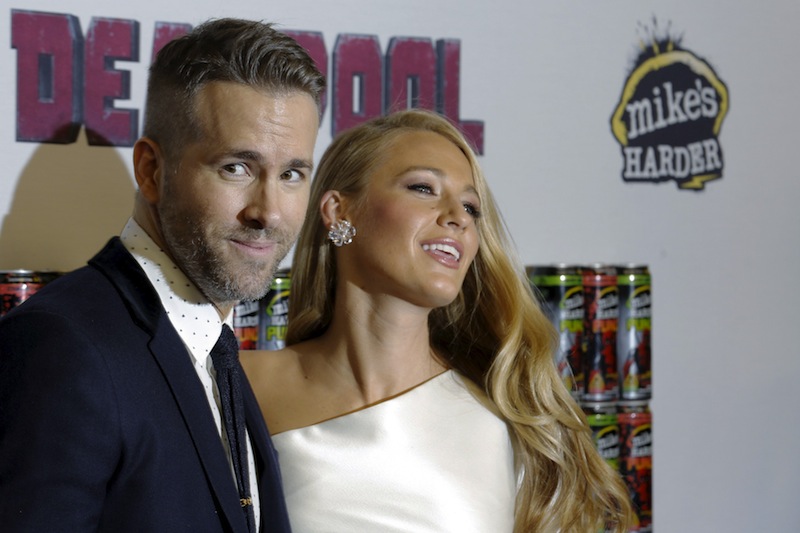 Actor Ryan Reynolds poses with his wife actress Blake Lively at the premiere of 'Deadpool' in New York, February 8, 2016. u00e2u20acu201d Reuters pic