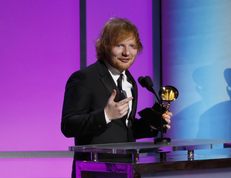 Ed Sheeran accepts the award for Best Pop Solo Performance for 'Thinking Out Loud' at the 58th Grammy Awards Premiere Ceremony in Los Angeles, California February 15, 2016. u00e2u20acu201du00c2u00a0Reuters pic