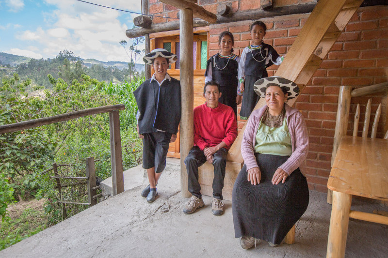 The family of Maria Delfina Cartuche and Marcelo Cirilo Nastacuaz, who offer a homestay, in Namarin, Ecuador.