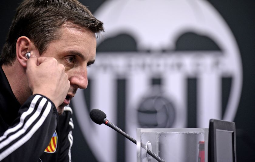 Valenciau00e2u20acu2122s British coach Gary Neville speaks during a press conference at the Sports City in Valencia on February 2, 2015. u00e2u20acu201d AFP pic