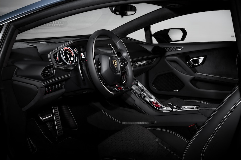 The Lamborghini Huracu00c3u00a1n LP 610-4 Avio's jet-inspired cockpit. u00e2u20acu201d AFP pic