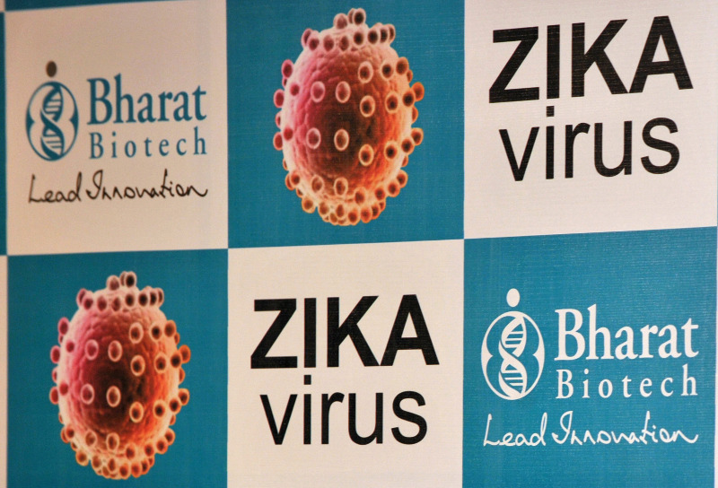 Images to illustrate the Zika virus are seen at a Bharat Biotech press conference in Hyderabad on February 3, 2016. u00e2u20acu201d AFP pic