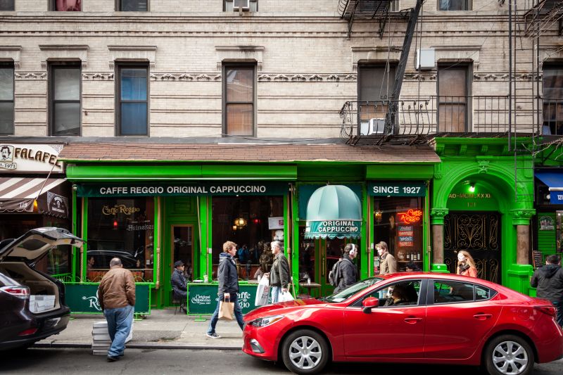 Caffe Reggio on Macdougal Street in Greenwich Village, one of many haunts frequented by the late David Bowie in his two decades living in New York. 