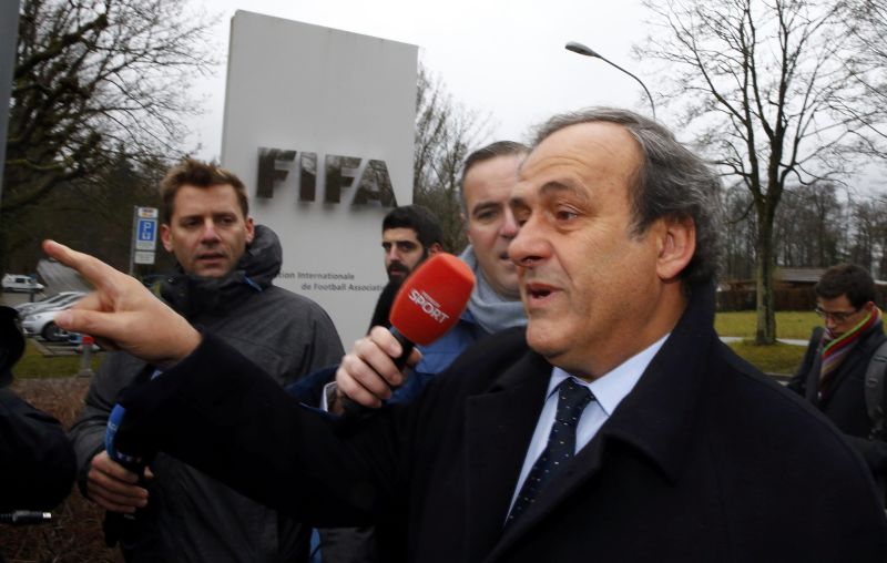 Uefa president Michel Platini arrives at the Fifa headquarters in Zurich, Switzerland, February 15, 2016. REUTERS/Arnd Wiegmann