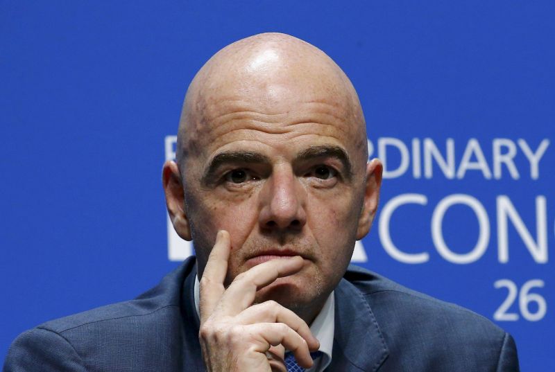 Newly elected Fifa president Gianni Infantino attends a news conference during the Extraordinary Fifa Congress in Zurich February 26, 2016. REUTERS/Ruben Sprich/Files 