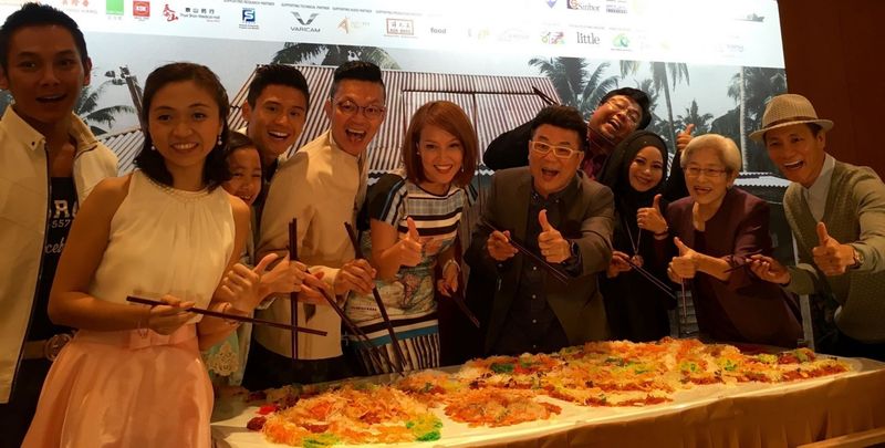 Director Jack Neo and his Long Long Time Ago cast gearing up for their Chinese New Year film opening.  u00e2u20acu201d TODAY pic