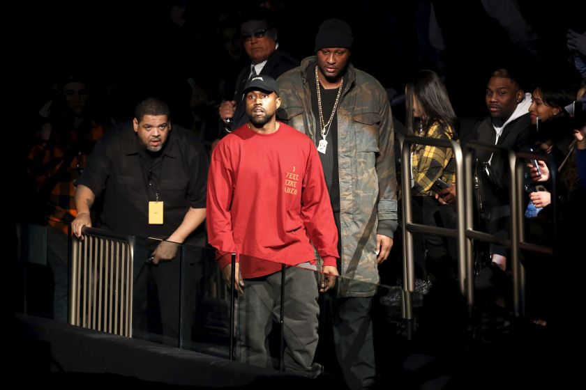 Kanye West (centre) and Lamar Odom arrive at Kanye Westu00e2u20acu2122s Yeezy Season 3 presentation and listening party for the new u00e2u20acu02dcThe Life of Pablou00e2u20acu2122 album during New York Fashion Week February 12, 2016. u00e2u20acu201d Reuters pic