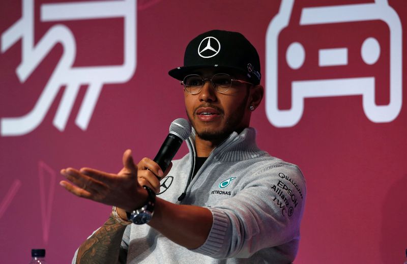 Mercedes Formula One driver Lewis Hamilton of Britain delivers a keynote speech during the Mobile World Congress in Barcelona, February 23, 2016. u00e2u20acu201d Reuters pic