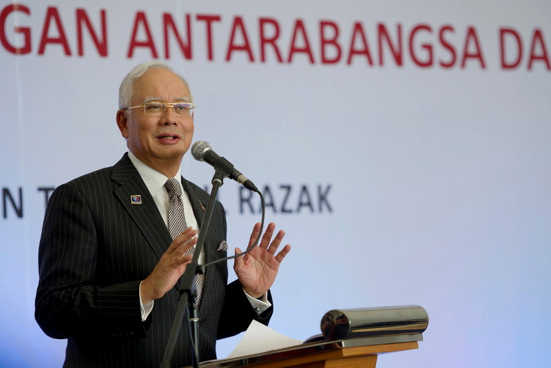 Prime Minister Datuk Seri Najib Razak speaking during the official opening of the new Menara MITI, in Kuala Lumpur, Feb 24, 2016. u00e2u20acu201d Bernama pic