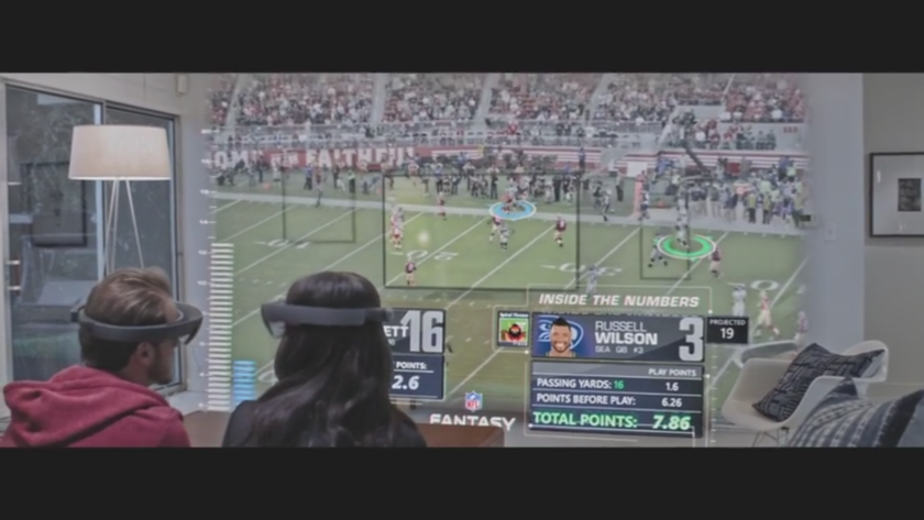 With Microsoft's HoloLens, game day is no longer confined to one’s television screen, with 3D holograms of matches covering your entire room!