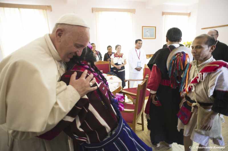 Pope Francis embraces a Mexican Indian in San Cristobal de las Casas, Mexico. u00e2u20acu201d Reuters pic