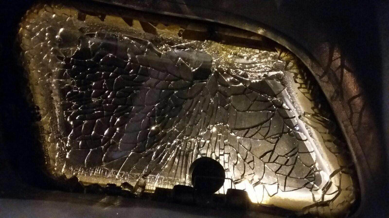 The shattered cockpit window of the Rayani airliner. — Picture courtesy of Rayani Airlines CEO Ravi Alagendrran