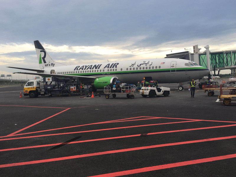 The Rayani Airlines plane is pictured after its cockpit window has been replaced. u00e2u20acu201d Picture courtesy of Rayani Airlines CEO Ravi Alagendrran 