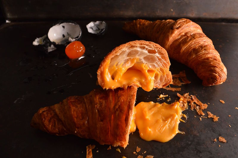Chef Pang Kok Keongu00e2u20acu2122s aptly dubbed Salted Yolk Lava Croissant was launched today at Antoinetteu00e2u20acu2122s outlet on Penhas Road. u00e2u20acu201d TODAY pic