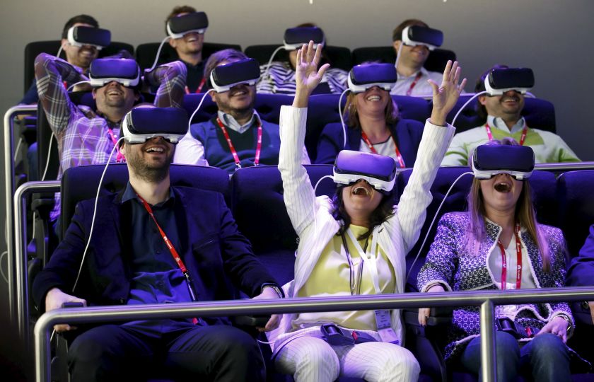 People test Samsung Gear VR glasses at their stand during the Mobile World Congress in Barcelona, Spain February 24, 2016. u00e2u20acu201d Reuters pic