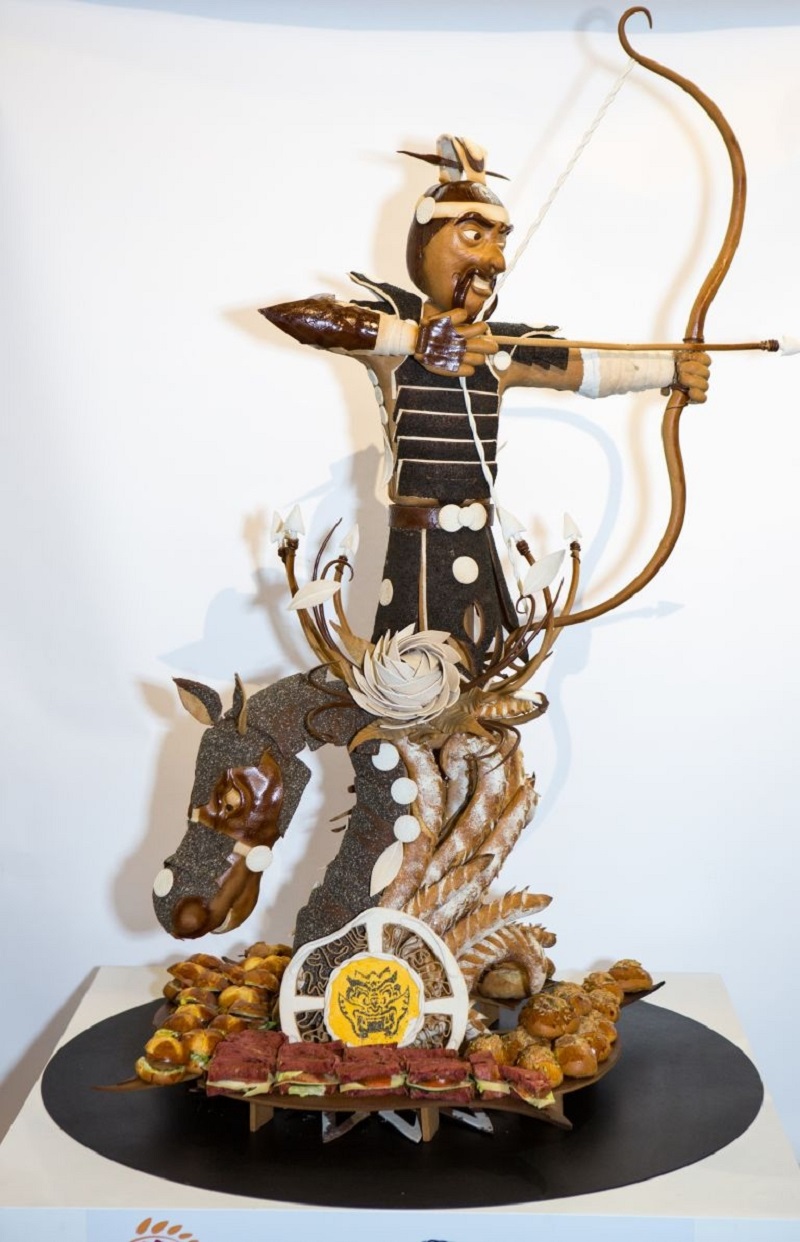 The South Korean team’s showstopper was an edible recreation of a horseback-riding archery player made entirely in bread, garnished with savoury pastries and mini-burgers. ― AFP pic