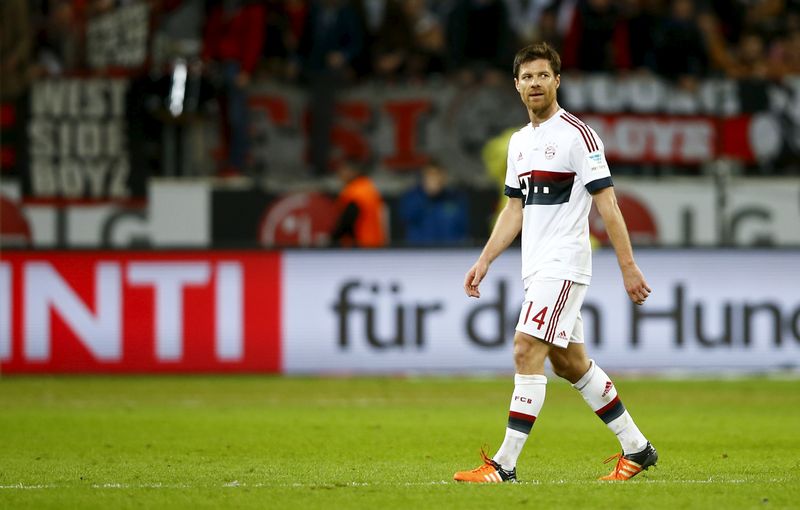 Bayern Munich's Xabi Alonso leaves the pitch after being red carded against Bayer Leverkusen in a Bundesliga match at Leverkusen, February 6, 2016. u00e2u20acu201d Reuters pic
