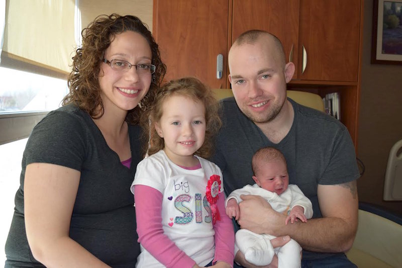 Melissa and Chad Croff are shown with their leap year daughters, newborn Evelyn Joy and four-year-old Elian Adaya at the Henry Ford Macomb Hospital, Columbus, Michigan, in this February 29, 2016 handout photo. u00e2u20acu201d Reuters pic