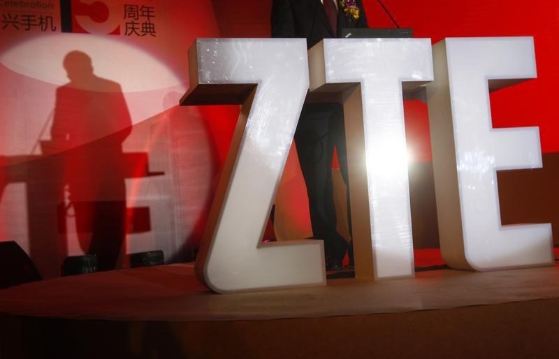 The ZTE company logo is seen as a guest delivers a speech during the companyu00e2u20acu2122s 15th anniversary celebration in Beijing April 18, 2013. u00e2u20acu201d Reuters pic