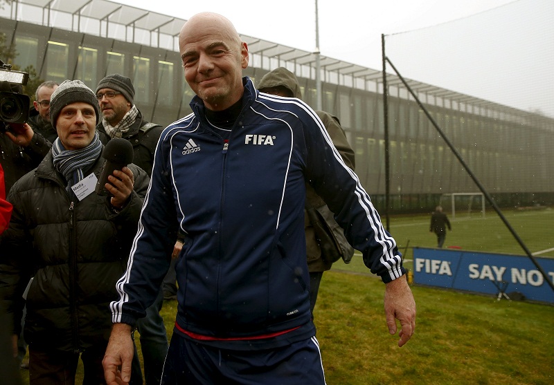 New Fifa President Gianni Infantino leaves the pitch after a friendly football match at Fifa headquarters in Zurich, Switzerland in this picture released March 1, 2016. u00e2u20acu201d Reuters pic