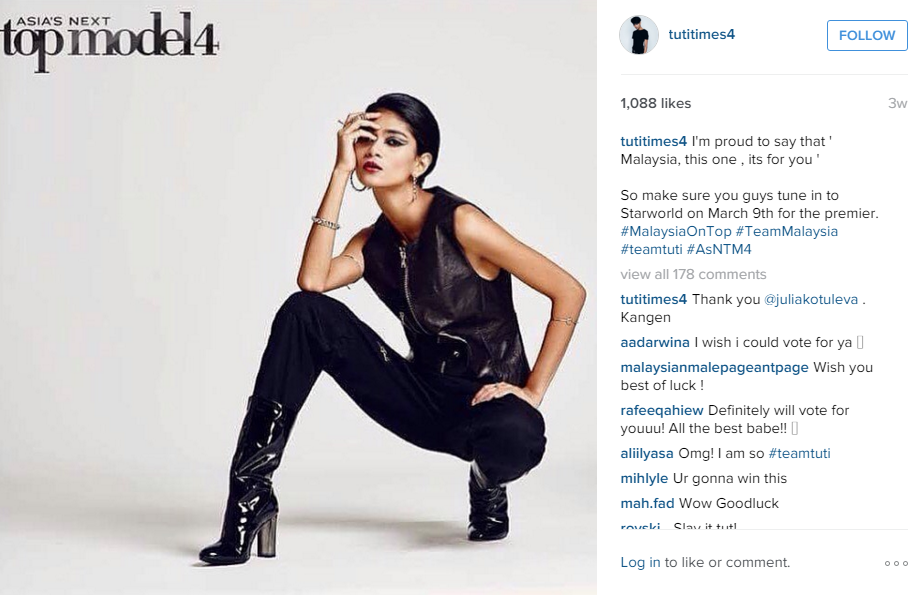 Malaysian model Tuti u00e2u20acu201d real name Nuraini Noor u00e2u20acu201d said she is unperturbed by the cyber-attacks and that she would continue to take the opportunity given to do her best in the competition. u00e2u20acu201d Screen capture of Tutiu00e2u20acu2122s Instagram post