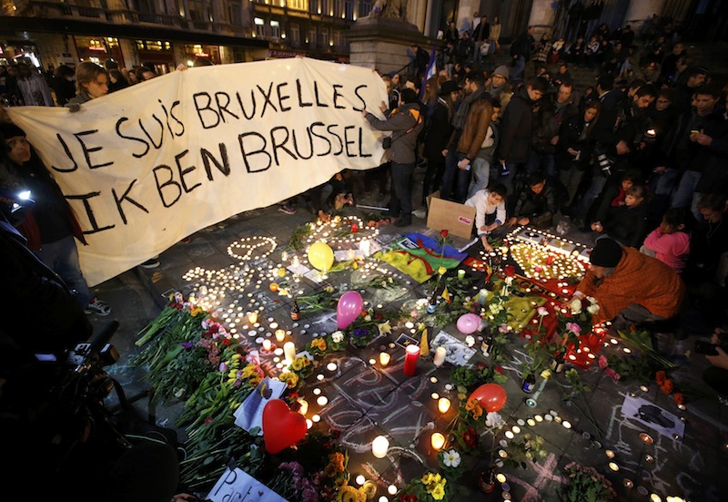 People display a solidarity banner in Brussels following bomb attacks in Brussels, Belgium, March 22, 2016. Banner reads 'I am Brussels' in French and in Flemish languages. u00e2u20acu201d Reuters pic