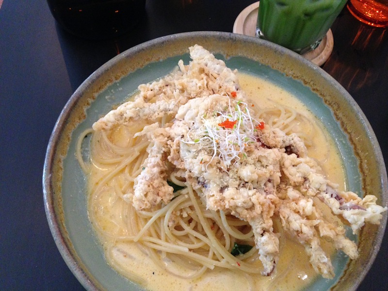 The B Side's signature dish is a soft shell crab pasta which has patrons coming back for more.