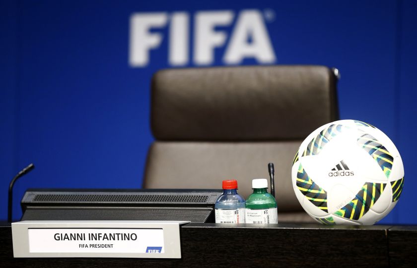 Fifau00e2u20acu2122s President Gianni Infantinou00e2u20acu2122s seat is seen before a news conference after the executive committee meeting at the Fifa headquarters in Zurich, Switzerland March 18, 2016. u00e2u20acu201d Picture by Saw Siow Feng